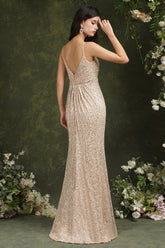 Spaghetti-Straps Sequins Bridesmaid Dress Sleeveless-27dress